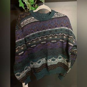 Men’s crew neck south mountain sweater vintage 90’s patterned sweater size XL